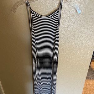 Black and white striped midi dress